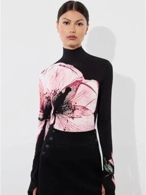 Alice + Olivia Delaina Luna Floral Turtleneck Top size XL